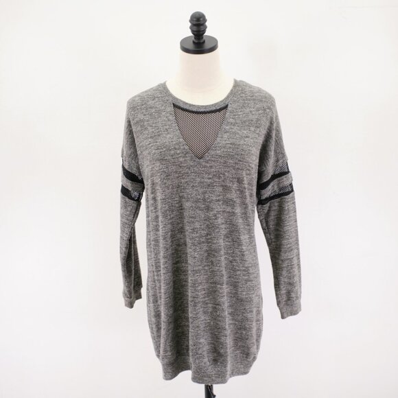 Insipired Hearts Medium Illusion V-Neck Gray Sweater‎ Rayon Polyester Spandex - Picture 1 of 11